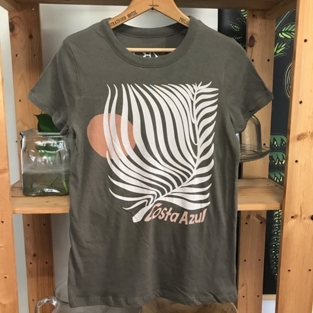 Chaser Olive Green Linen Coastal Azul Graphic Tee - Picture 2 of 9